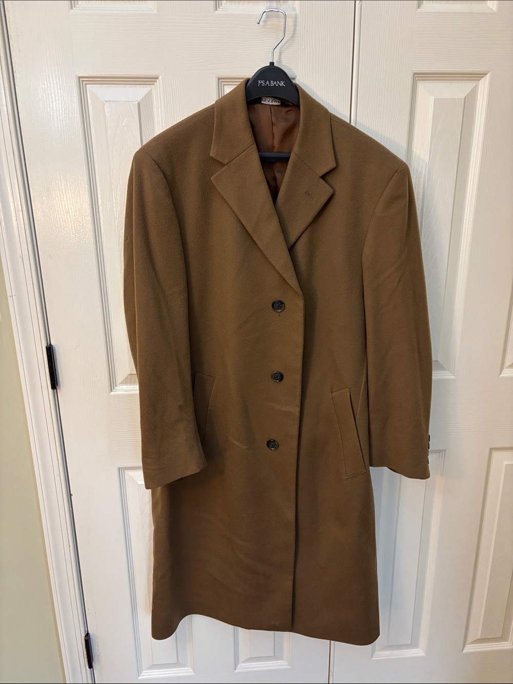 Jos. A. Bank Men's Camel Brown Single-Breasted Cashmere Trench Coat